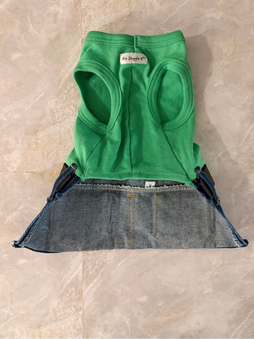 Green & Denim Cherry Dog Dress - Picture 2 of 4